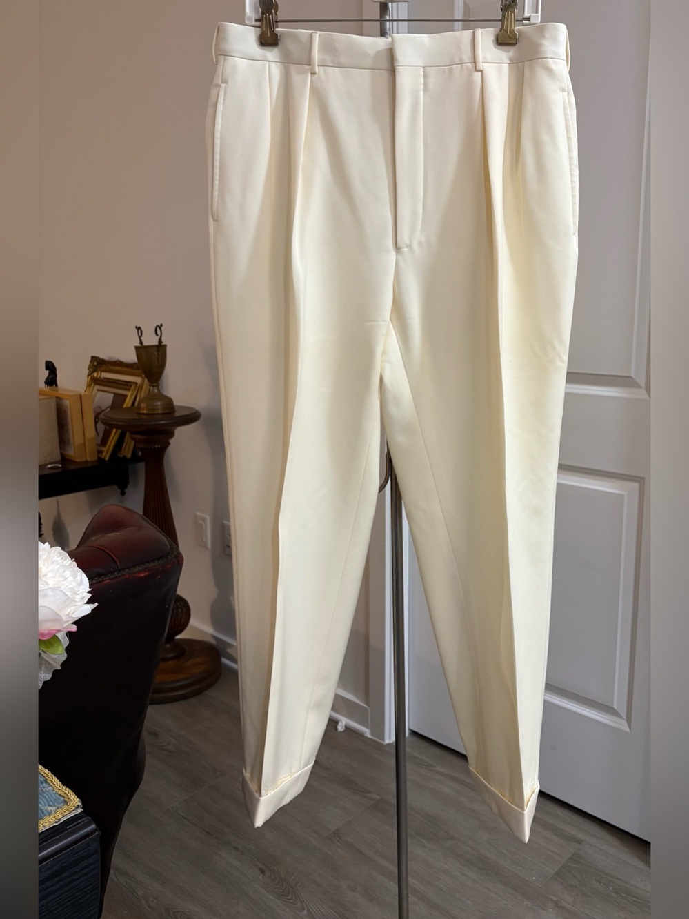 Polo by Ralph Lauren Ivory Pleated Dress Pants